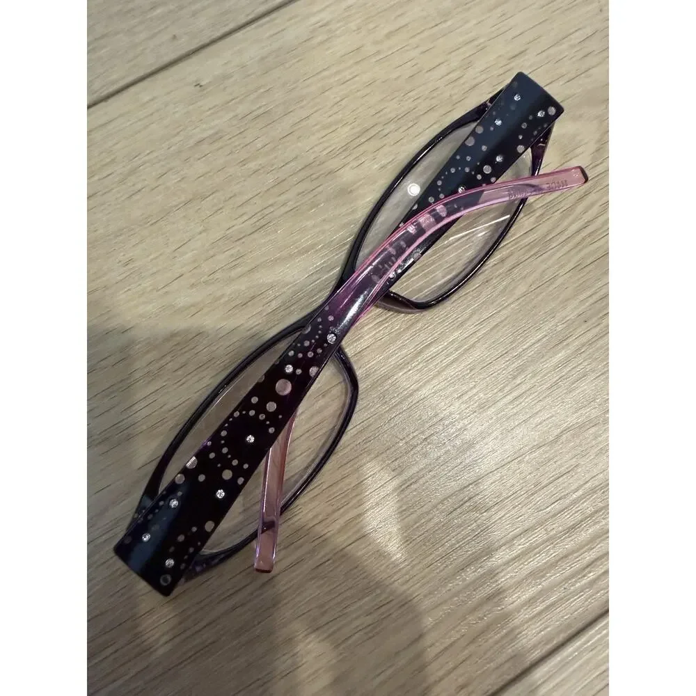 M Readers Amber Purp +3.25 Women's Reading Glasses With Rhinestones